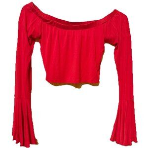 Newbury Kustom Red Cropped Top Size Small Style NKT552302 USA made Bell Sleeves